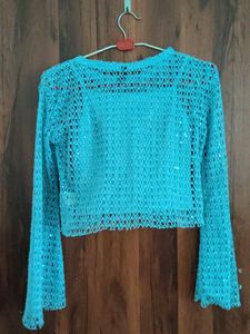 Sparkly Blue Crochet Top
