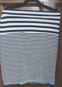 slim fit skirt (Black And White Strips) For Women(XL)
