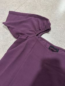 Purple Puff Sleeve Square Neck Top