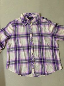 Purple Plaid Button-Up Shirt