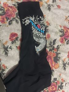 Elegant Black suit with Peacock Embroidery