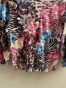 Vibrant Patchwork Print Long Sleeve Top