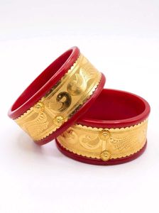 Red & Gold Peacock Bangles