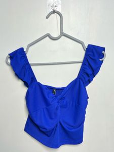 Royal Blue Ruffled Crop Top
