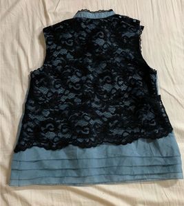 Blue Floral Sleeveless Top