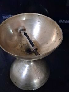 Vintage Brass Diya and Metal Holder Set