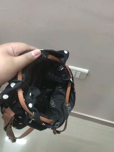 Kleio Brown Black Polka Dots Sling Bag