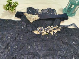 Elegant Navy Blue Girls' Party Dress