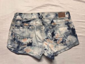 American Eagle Acid Wash Floral Denim Shorts