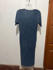 Pleated Blue Midi Dress