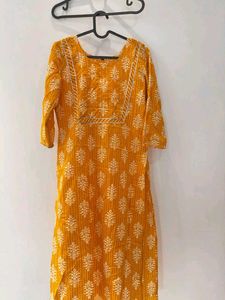 Yellow Printed Kurta Set