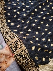 Black &amp; Golden Heavy Net Velvet Lehanga