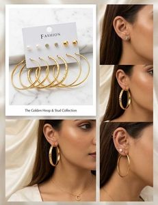 Golden Hoop & Stud Earring Set