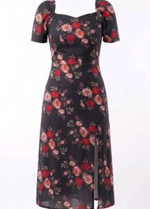 Floral Print Square Neck Dress