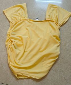 Cute Yellow Ruched Crop Top