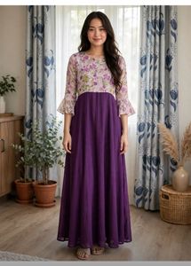 Floral Print Ethnic Gown