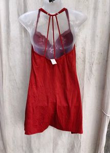 I. Women's Red Lace Trim Nightgown