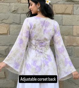 Lavender Corset Back Bell sleeves Kurta