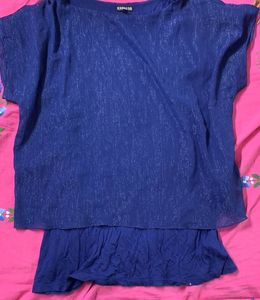 Blue Tshirt With Inbuilt Tank Top
