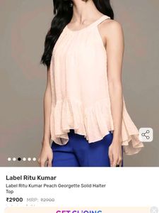 Label Ritu Kumar peach Halter Neck Top