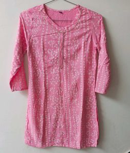 Pink Bandhani Print Kurta