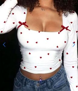 Cute Heart Print Long Sleeve Top
