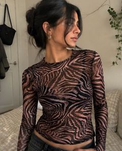 Sheer Brown Animal Print Top