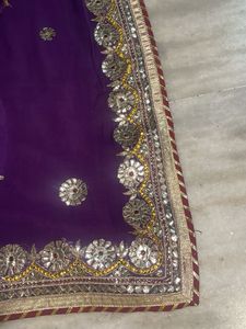 Beautiful gota handwork Purple Saree with Blo
