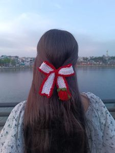 Crocheted  Bow Hair Clip