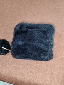 Fuzzy "PINK" Pouch with Pom