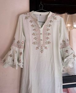 🛍Embroidered Bell Sleeve Kurti