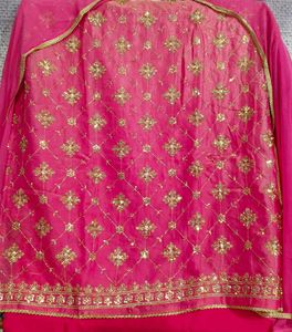 Beautiful Pink embroidered suit with pure dupatta.
