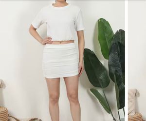 Shein White Textured Cropped Top&tunic