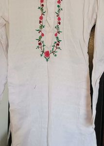 White Hand Embroidered Kurta