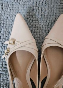 Beige Pointed Flats
