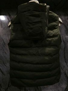 Olive Green Puffer Vest with Hood