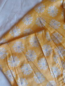 Yellow Printed Kurta with Button Detail