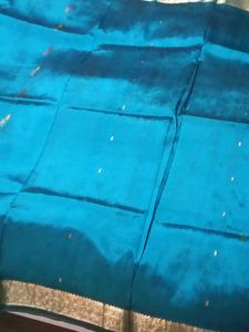 GentlyUsed TealBlue DharmavarmPattuSaree+Meen