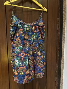 Boho Print Romper with Tie Waist