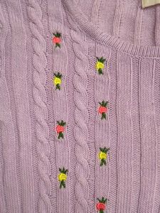 Lavender Cable Knit Cropped Cardigan