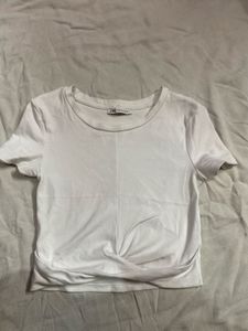 Zara White Cropped Tee