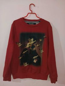 Red Graphic Print Sweater