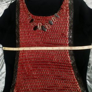 Long Woollen Top With Golden Detailing
