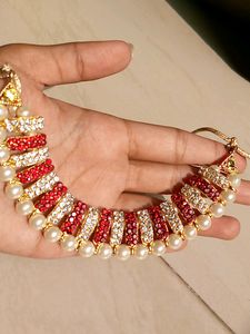 Pink AD Stones Embedded Necklace Set