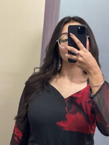 red and black anarkali suit