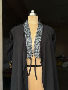 Elegant Black Kimono with Unique Neckline