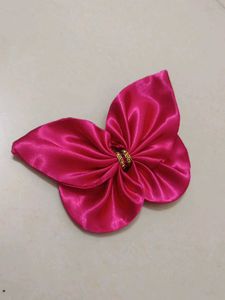 Fuchsia Satin Butterfly Hair Clip