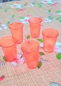 Jug With 5 Glass(Red Colour).