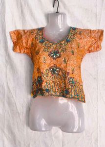 Embellished Orange Ethnic Blouse