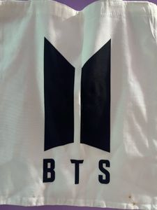 White BTS Logo Tote Bag